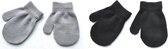 2 paar - baby wanten handschoenen (6-24 mnd) - effen zwart grijs