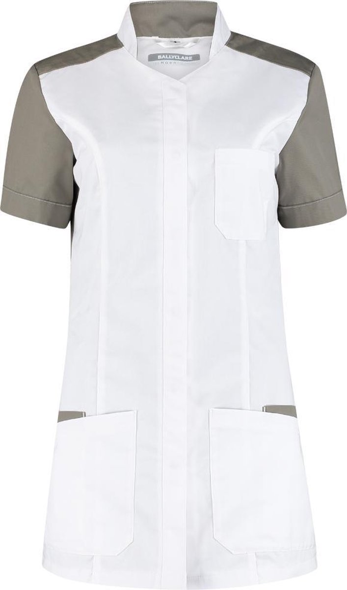 Haen / Ballyclare Dames Zorgjas STRETCH Terra 74157 Wit / Olijfgroen - Maat 2XL
