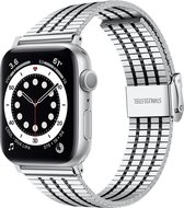 Geschikt voor Apple Watch bandje 42 / 44 / 45 / 49 mm - Series 1 2 3 4 5 6 7 8 SE Ultra - Smartwatch iWatch horloge band - 42mm 44mm 45mm 49mm - Fungus - RVS metaal - Zilver zwart