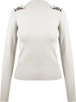 Trui Milou - Roezels met Knopen op de Schouders - Creme