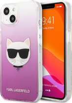 Karl Lagerfeld Transparant Roze Telefoonhoesje voor Apple iPhone 13 - Bescherm je Smartphone met PC & TPU.