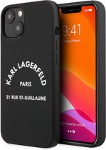 Karl Lagerfeld Silicone Smartphonehoesje voor Apple iPhone 13 Mini - Bescherm je Telefoon - Zwart Back Cover
