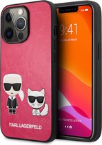 Fuchsia hoesje van Karl Lagerfeld - Hardcase Backcover - iPhone 13 Pro - Karl & Choupette