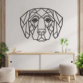 Geometrische Wanddecoratie - Labrador - Hout - Wall Art - Muurdecoratie - Zwart - 75 x 59 cm