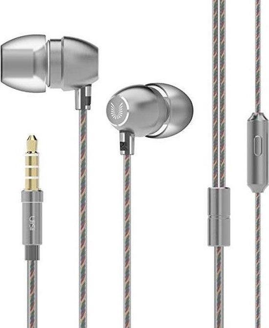 UiiSii HM7 - In Ear - Oortjes met draad en microfoon - 120cm- 3,5mm Audiokabel - Grijs - UiiSii