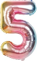 Numéro Ballons - Numéro Ballon Arc-En-Ciel - Numéro 5 Ballon - 82 cm de Haut - Ballons Anniversaire - Décorations de Fête - 50 Ans - Fienosa