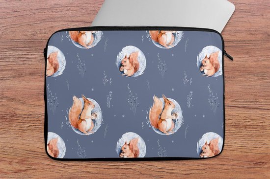 Housse pour ordinateur portable 13 pouces - Hiver - Écureuil - Noix - Housse pour ordinateur portable - Taille intérieure 32x22,5 cm - Dos noir - Noël - Cadeau - Cadeau de Noël pour homme et femme