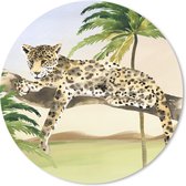 Muismat - Mousepad - Rond - Luipaard - Jungle - Boom - 40x40 cm - Ronde muismat