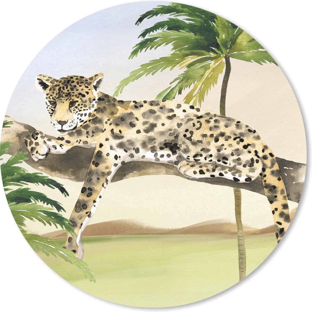 Muismat rond 40x40 cm - Mousepad Luipaard - Jungle - Boom - Ronde muismatten