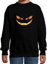Halloween Monster gezicht halloween verkleed sweater zwart - kinderen - horror trui / kleding / kostuum 122/128