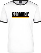 Germany supporter wit/zwart ringer t-shirt Duitsland met vlag - heren - Duitsland landen shirt - supporter kleding / EK/WK 2XL