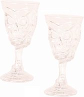 Set van 4x stuks horror kelk wijnglas/drinkbeker transparant doodskop skull - Gotische Halloween wijnglazen