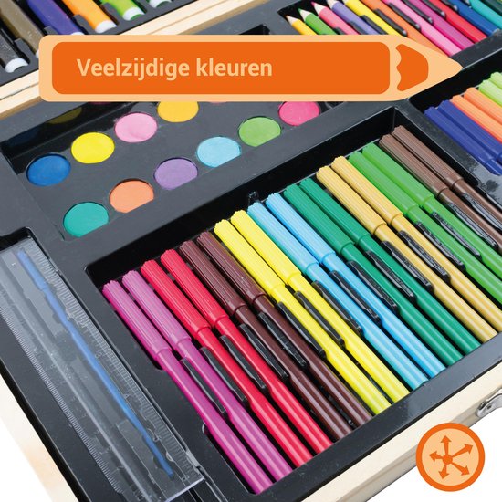 Boîte à Pigments Bois Boîte à Outils Dessin Fydun 3 Tiroirs - Bois Hêtre 40cm Pour Pigments Et Pinceaux Boite Pinceau Maquillage