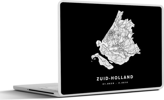 Laptop sticker - 15.6 inch - Zuid-Holland - Nederland - Kaart - 36x27,5cm - Laptopstickers - Laptop skin - Cover