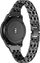 Smartwatch bandje - Geschikt voor Samsung Galaxy Watch 3 45mm, Gear S3, Huawei Watch GT 2 46mm, Garmin Vivoactive 4, 22mm horlogebandje - RVS metaal - Fungus - Diamant - Zwart
