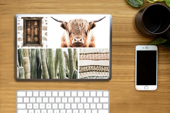 Sticker pour ordinateur portable - 10,1 pouces - Scottish Highlander - Collage - Cactus - Pull