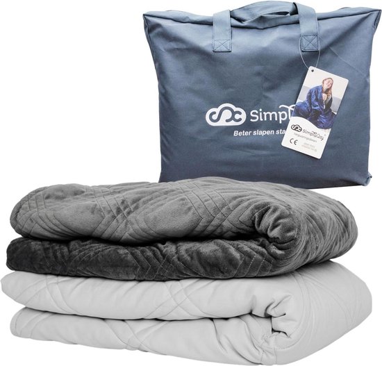 Set de couvertures lestées 8 kg Weighted Blanket Beter Sleep - Housse chaude lavable - 200 x 140 - Gris foncé