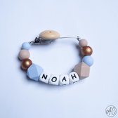 Aysia's Creations | Speenkoord met naam "Noah" | Meisje | Jongen | Unisex | Speenketting | Speenclip | Fopspeenketting