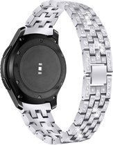 Smartwatch bandje - Geschikt voor Samsung Galaxy Watch 3 41mm, Active 2, 20mm horlogebandje - RVS metaal - Fungus - Vijf Diamant - Zilver
