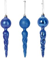 Set van 3 Gedraaide Kerst Hanglampen - H 13 cm - Koningsblauw