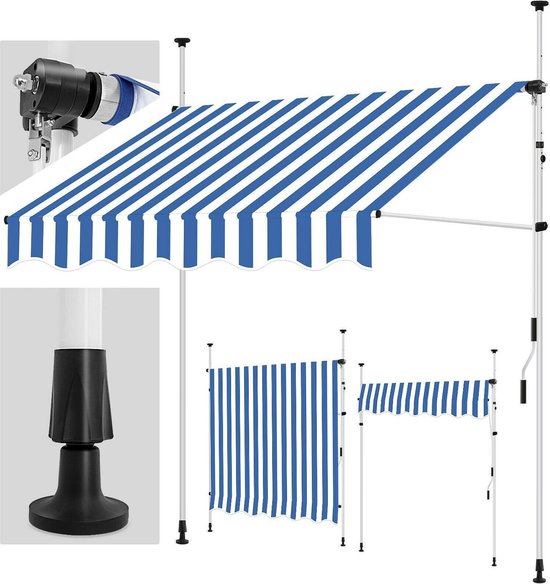Tillvex Auvent de balcon, 400 cm, Blauw/ Wit, auvent, auvent, sans