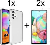 Samsung A32 5G hoesje transparant - Samsung Galaxy A32 5G hoesje case siliconen hoesjes cover hoes - Hoesje Samsung A32 - 2x Samsung A32 5G Screenprotector