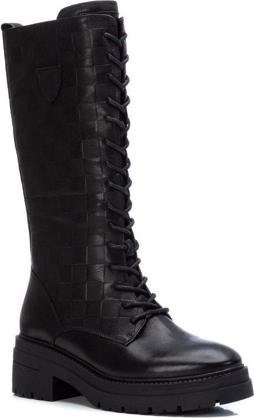 Carmela Hoge Veterlaars Dames Zwart Leer - Maat 38 | bol.com