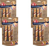 8in1 Triple Flavour Rolls - Hondensnacks - 4 x Varken Kip Rund 113 g 3 stuks