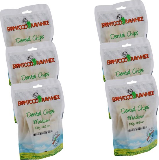 Farm Food Rawhide Dental Chips Hondensnacks 6 x Rund 4 x 8 cm 100 g