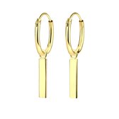 Joy|S - Zilveren Bar bedel oorringen - staaf oorbellen - 14k goudplating