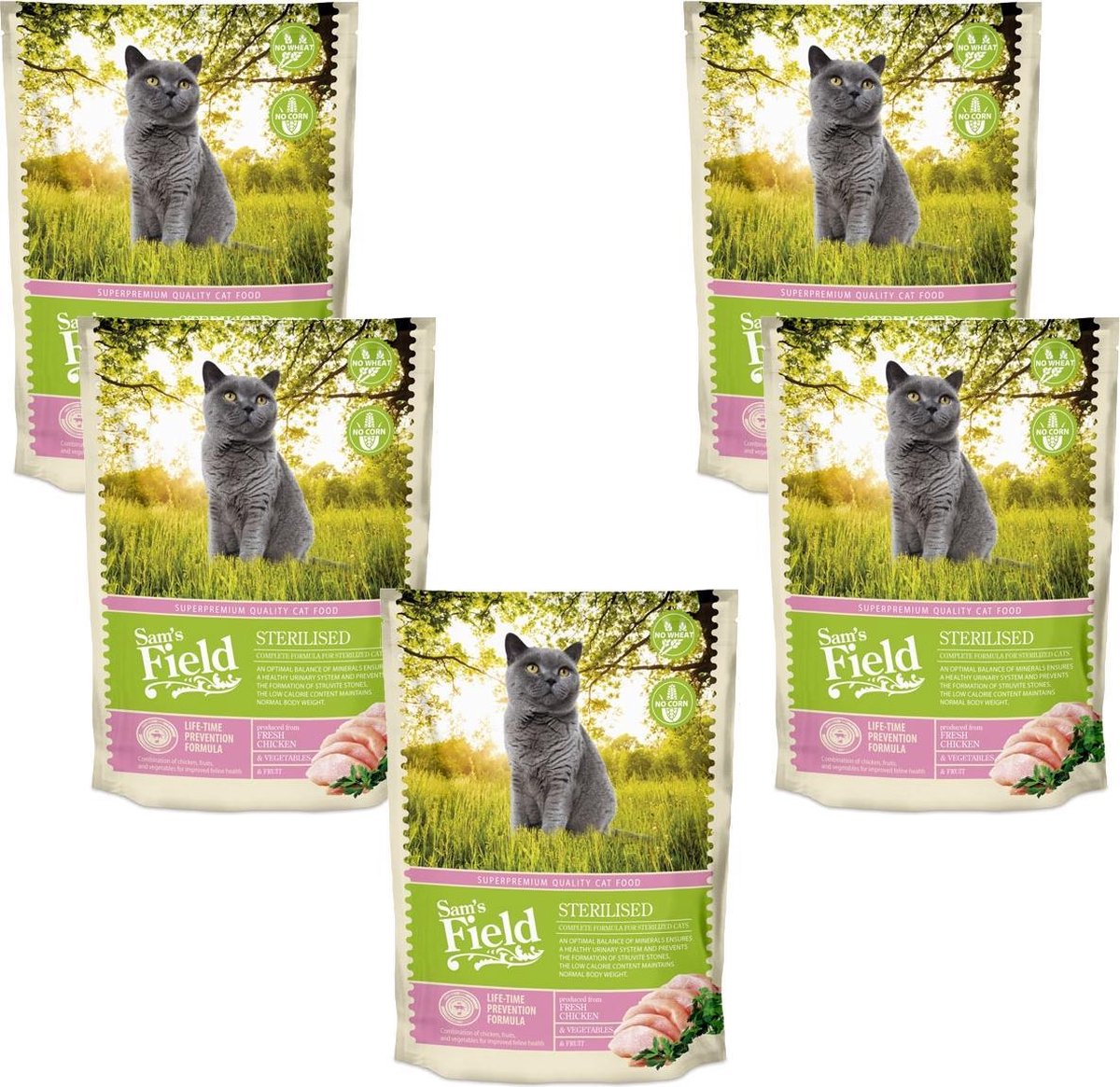 Sam's Field Sam's Field Cat Sterilised - Kattenvoer - 5 x 400 g