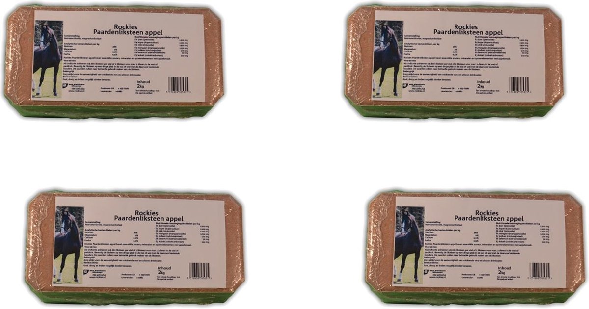 Rockies Liksteen Paard - Voedingssupplement - 4 x Appel 2 kg