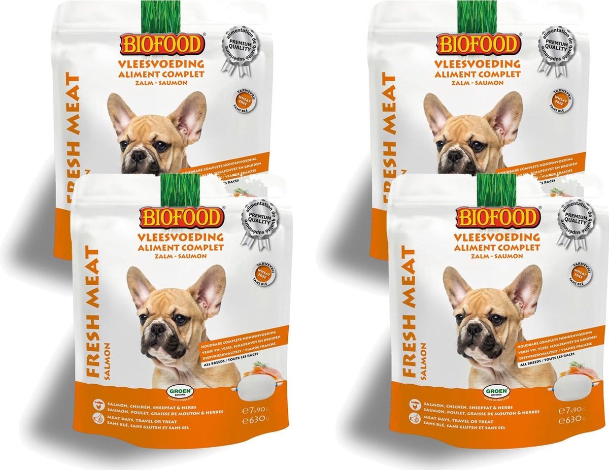 Biofood Bf Vleesvoeding Compleet - Hondenvoer - 4 x Zalm 7x90 g
