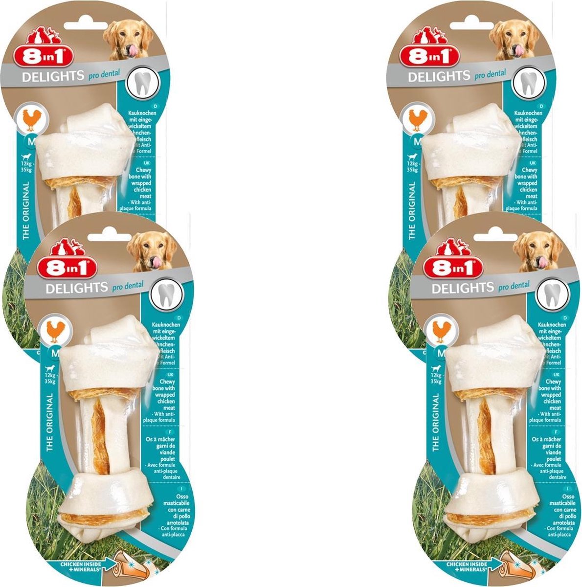 8in1 Delights Pro Dental Kip - Hondensnacks - 4 x Medium