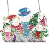 Diamond Painting "JobaStores®" Hangend Ornament Kerst 01 20cm (Sneeuwpoppen)