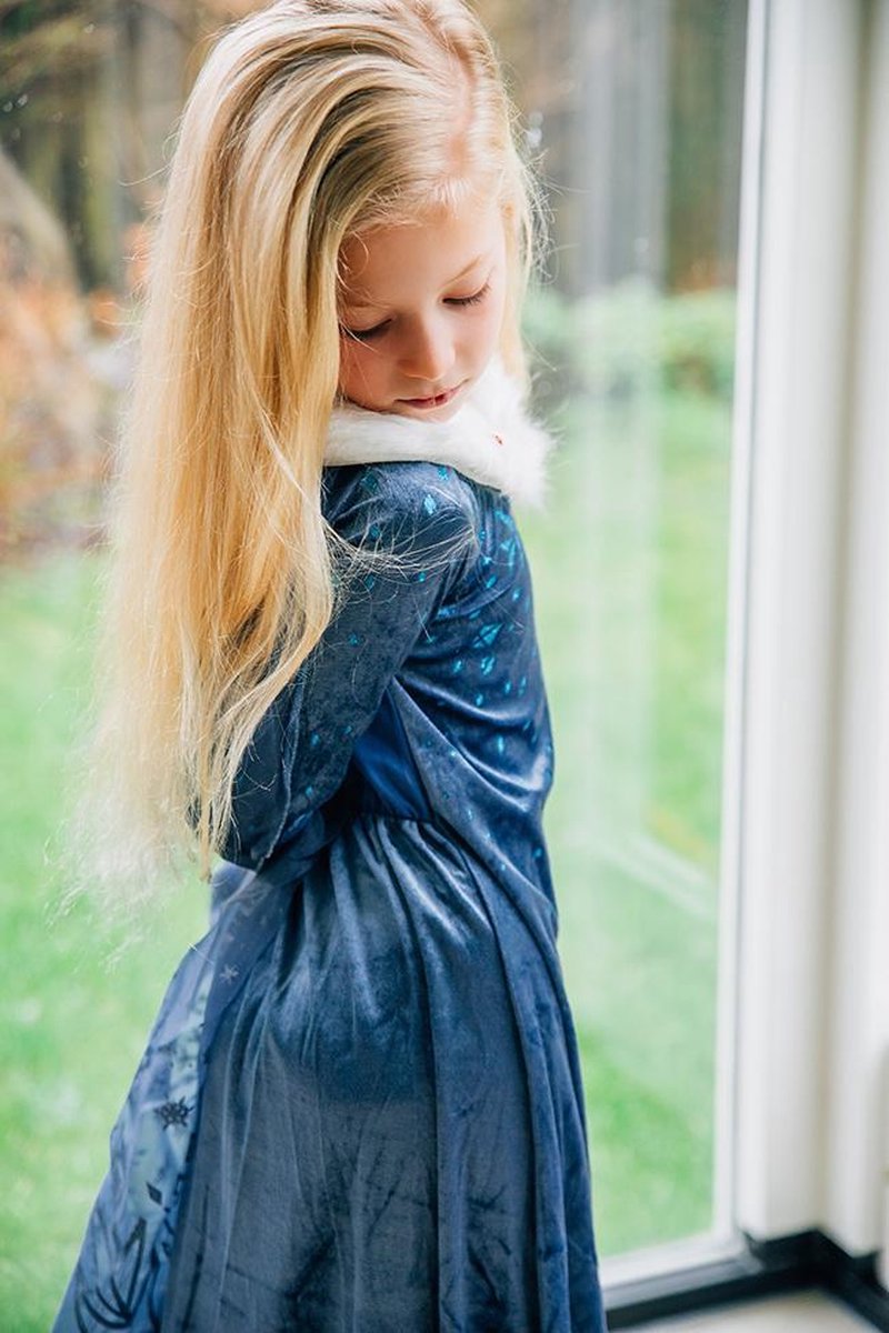 Prinsessenjurk meisje - Elsa jurk - maat 92/98 - inclusief Frozen tiara, toverstaf, Elsa haarvlecht - verkleedkleding — afbeelding 7
