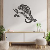 Wanddecoratie - Chameleon - Hout - Wall Art - Muurdecoratie - Zwart - 89 x 54 cm