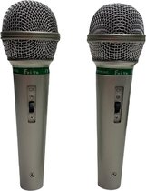 Professional Microfoon met snoer | Vocaal | Hoge Geluidskwaliteit | Dynamisch Microphone | 4meter snoer | 2x Microfoons Zilver Kleur