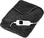 Sinnlein - Elektrische deken antraciet van fleece - 180 x 130 cm - antraciet - fleece deken - plaid - warmtedeken met automatische uitschakeling - knuffeldeken - timerfunctie - 9 t