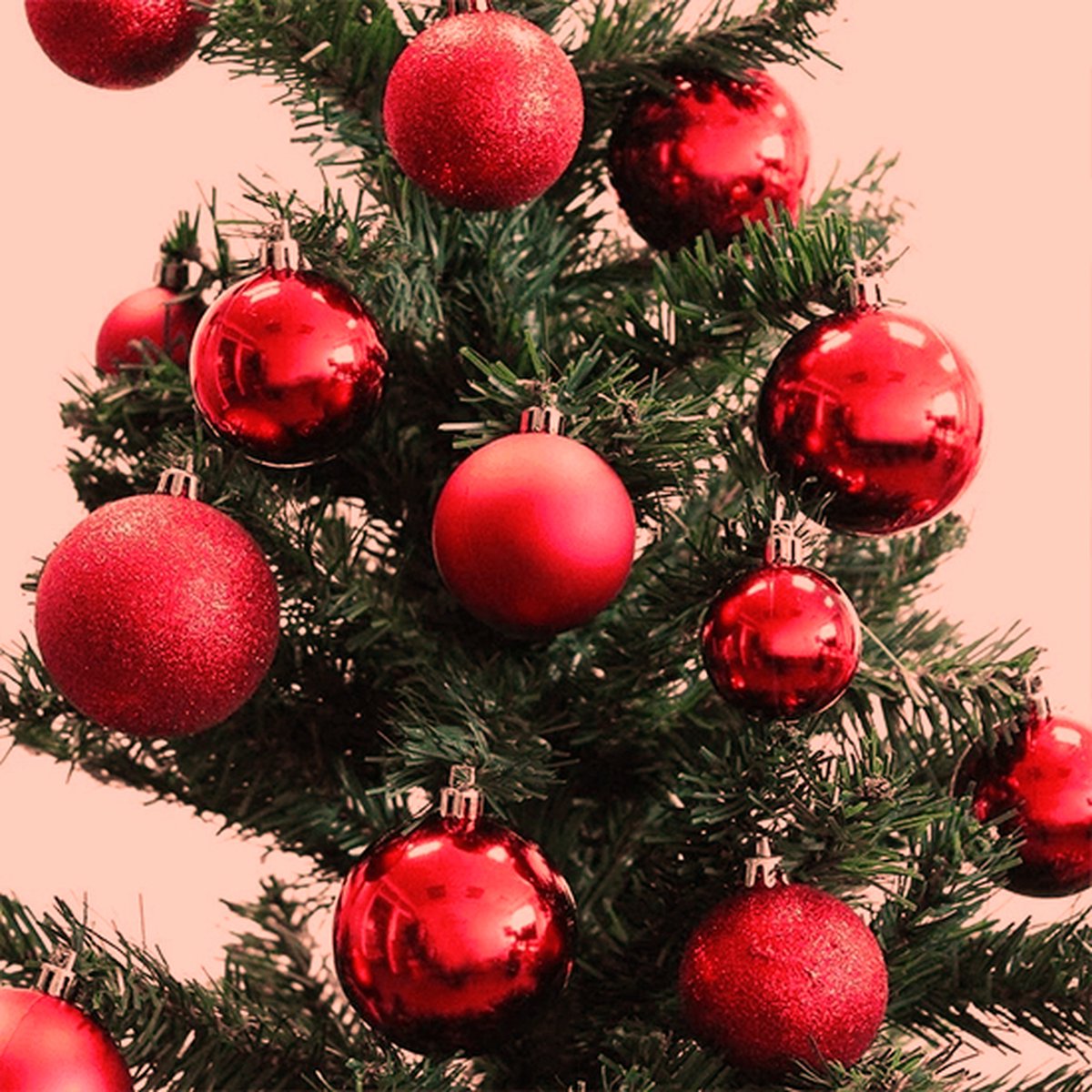 Kerstballenset Donker Rood - 36 Stuks - 8cm - 6cm - Glimmend - Incl. Hanger - Kunststof - Kerstboom Versiering