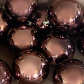 Brons / bruine Kerstballen set - 12 Stuks - 8cm - Glimmend - Incl. Hanger - Kunststof - Kerstboom Versiering
