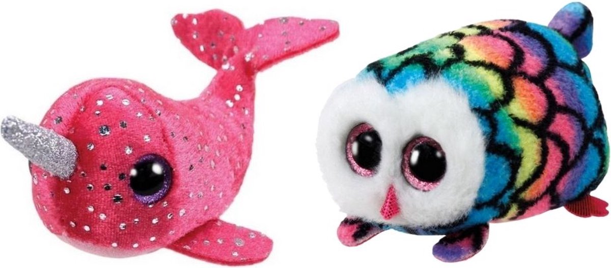 Ty Knuffel Teeny Ty's Hootie Owl Nelly Narwhal bol