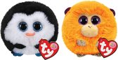 Ty - Knuffel - Teeny Puffies - Waddles Penguin & Coconut Monkey