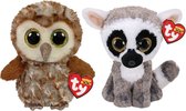 Ty - Knuffel - Beanie Boo's - Percy Owl & Linus Lemur
