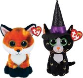 Ty - Knuffel - Beanie Boo's - Fox & Halloween Pandora Cat