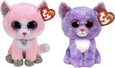 Ty - Knuffel - Beanie Boo's - Fiona Pink Cat & Cassidy Cat
