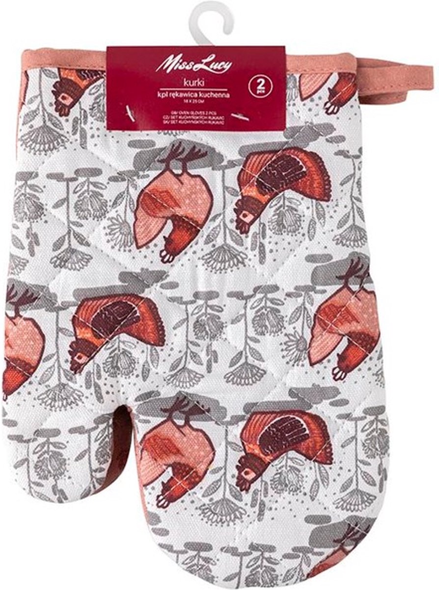 Miss Lucy Kurki set van 2 ovenwanten - Ovenhandschoenen - Keuken textiel - Keukenhandschoen - Roze