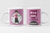 Mok voor Lerares | juf | met tekst de leukste lerares ter wereld | cadeaumok | beker 300 ml | beroepen