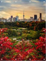 Zomers uitzicht op de skyline van Toronto met CN Tower - Foto op Tuinposter - 90 x 120 cm