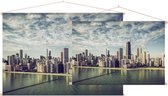 Strand en skyline van de Amerikaanse stad Chicago - Foto op Textielposter - 60 x 40 cm